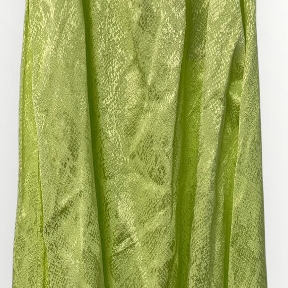 AFRM Radish Dress in Lime Green Snake Jacquard Midi Halter Front Cutout Slip NWT - Picture 11 of 13
